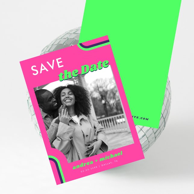 Rainbow-Hochzeit in Rosa und Grün Save The Date (Von Creator hochgeladen)