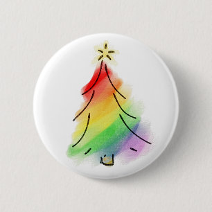 Rainbow Holiday Tree Button