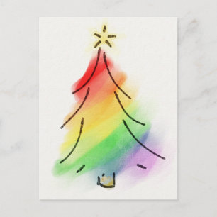 Rainbow Holiday Tree Feiertagspostkarte
