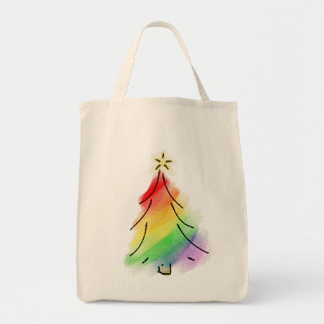 Rainbow Holiday Tree Tragetasche (Vorne)