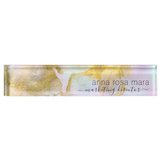 *~* Rainbow Holograghe Pastel Gold Foil Namensplakette (Vorderseite)