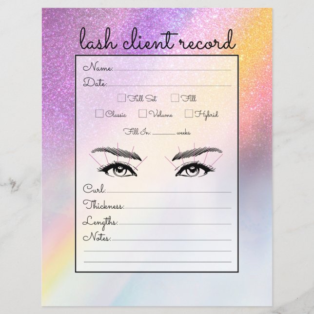 Rainbow Holograph Glitzer Ombre Lash Client Record (Vorderseite)
