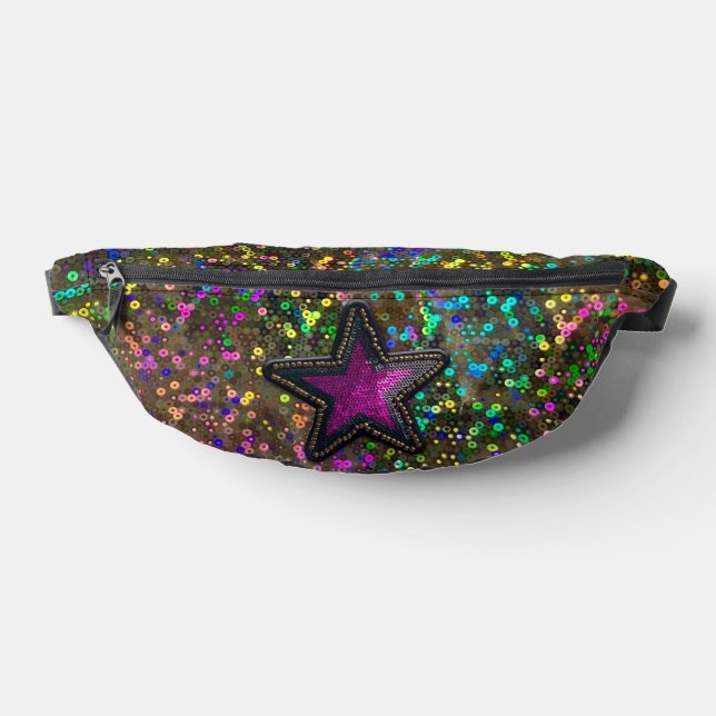 Rainbow Holographic Galaxy Star Sequin Glam Luxury Bauchtasche (Ablage )