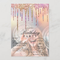Rainbow Holographic Glitzer Tropfens Foto Birthday