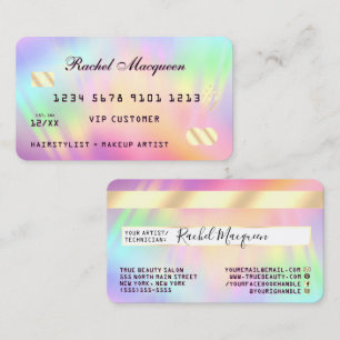 Rainbow Holographic Iridescent Unicoring Credit Visitenkarte