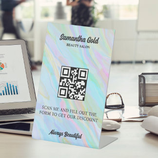 Rainbow Holographic QR Code Scan zum Verbinden Sockelschild