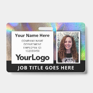 Rainbow Holographic Silver ID Abzeichen Black Acce Ausweis