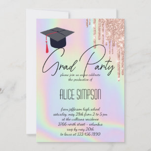 Rainbow Holographic Tropfen Abschluss Einladung