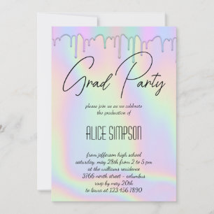 Rainbow Holographic Tropfen Abschluss Einladung