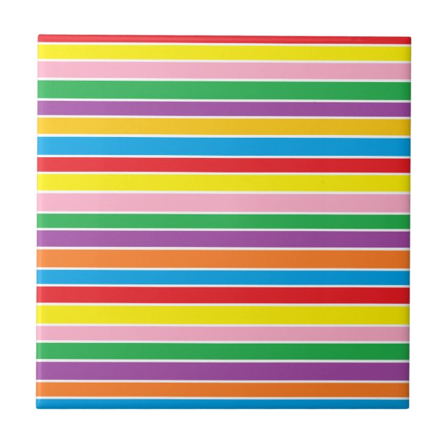 Rainbow Horizontal Stripes Fliese (Vorderseite)