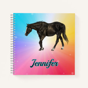 Rainbow Horn Notebook Colorful Reitsport Design Notizbuch
