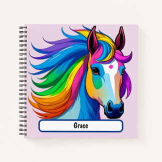 Rainbow Horn Notebook mit individueller Nametag Notizbuch