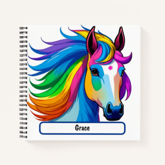 Rainbow Horn Notebook mit individueller Nametag Notizbuch