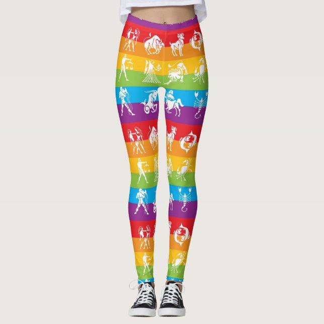 Rainbow Horoscope Yoga Gym Exercise Leggings Pants (Vorderseite)