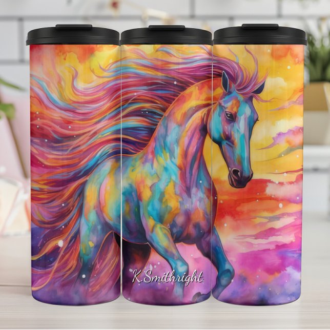Rainbow Horse Colorful Abstract Dreamscape Thermosbecher (Von Creator hochgeladen)