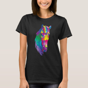 Rainbow Horse Head Colorful Reitpferd T-Shirt
