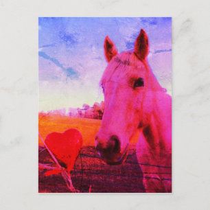 Rainbow Horse und Rotes Herz Postkarte