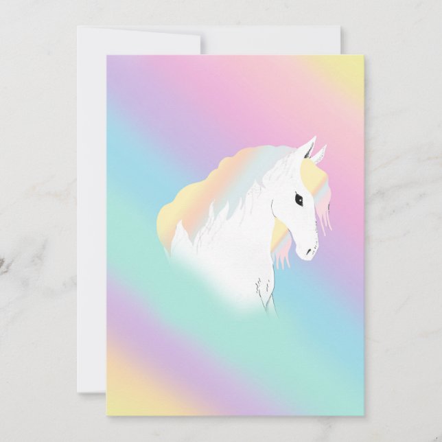 Rainbow Horse Unicorn Reittier Girly Einladung (Vorderseite)