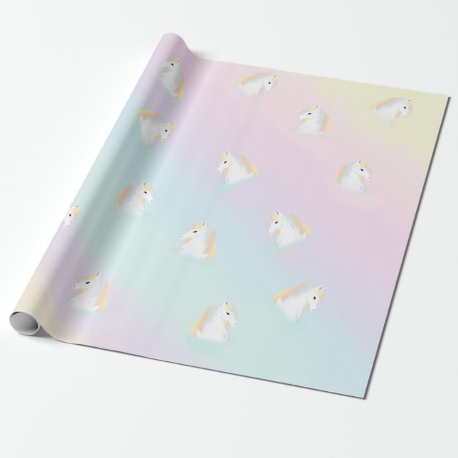 Rainbow Horse Unicorn Reittier Girly Geschenkpapier (Ungerollt)