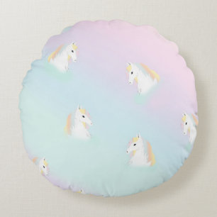 Rainbow Horse Unicorn Reittier Girly Rundes Kissen