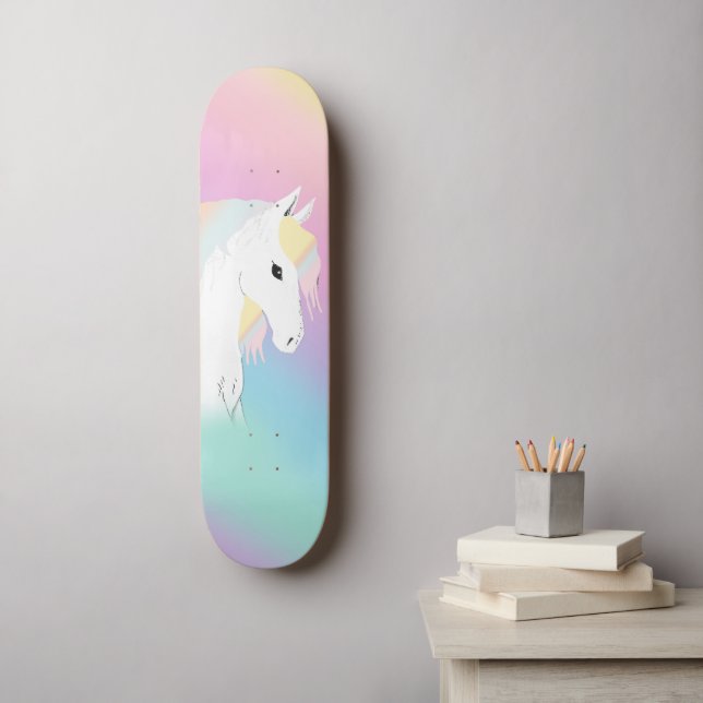 Rainbow Horse Unicorn Reittier Girly Skateboard (Wandkunst)