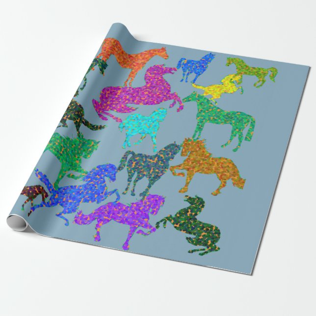 Rainbow Horses - Wrapping Paper Geschenkpapier (Ungerollt)
