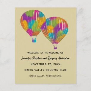 Rainbow Hot Air Balloons Custom Wedding Programm