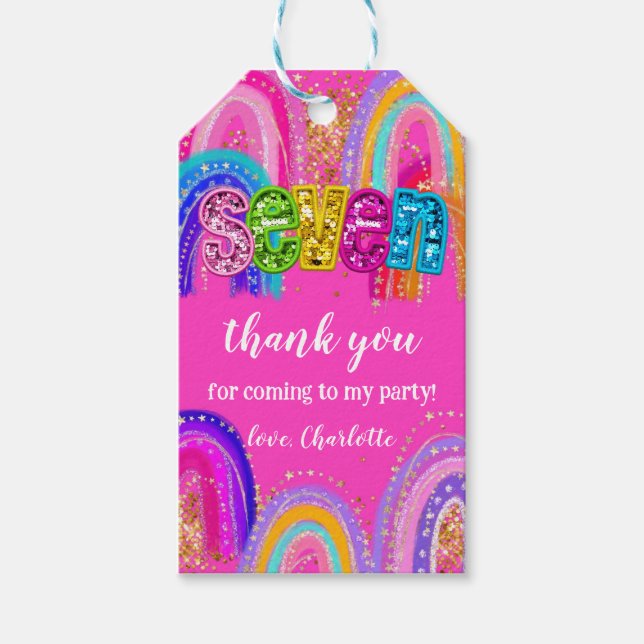 Rainbow Hot Pink Party Geschenkanhänger (Vorderseite)