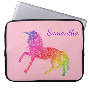 Rainbow Hübscher Glitzer Sparkle Unicorn Girl Laptopschutzhülle