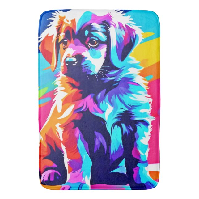 Rainbow Hued Dog Art Badematte (Vorderseite Vertikal)