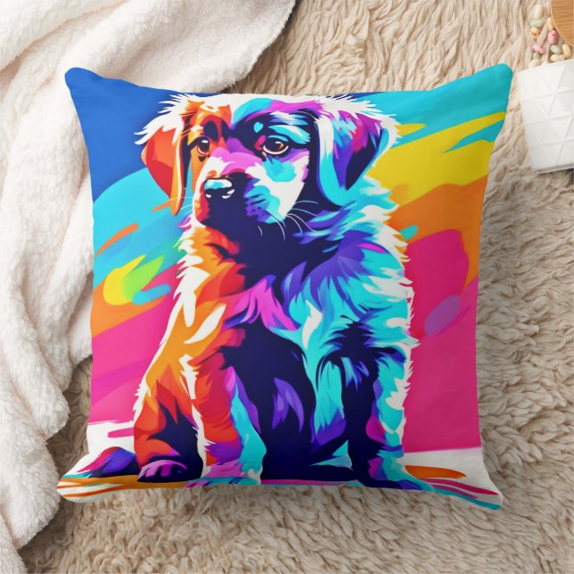 Rainbow Hued Dog Art Kissen (Decke)