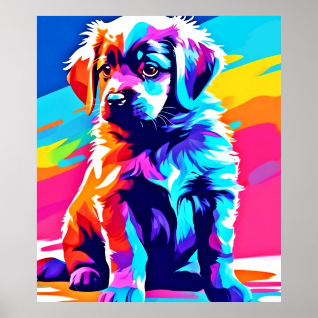 Rainbow Hued Dog Art Poster (Vorne)
