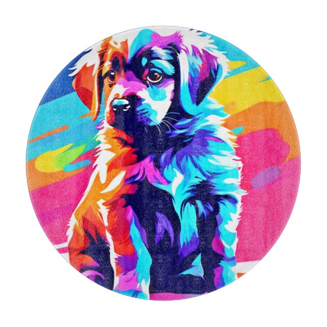 Rainbow Hued Dog Art Schneidebrett (Vorderseite)