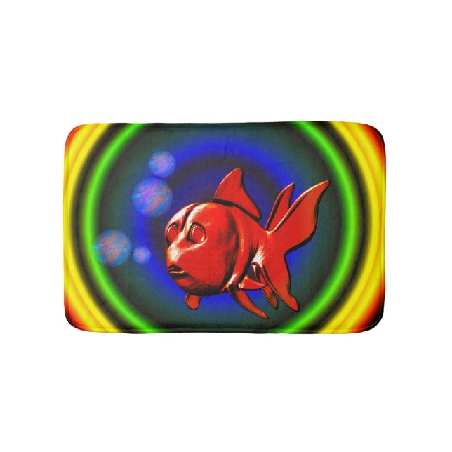 Rainbow Hues Niedlich Abstrakt Goldfish Badematte (Vorderseite)