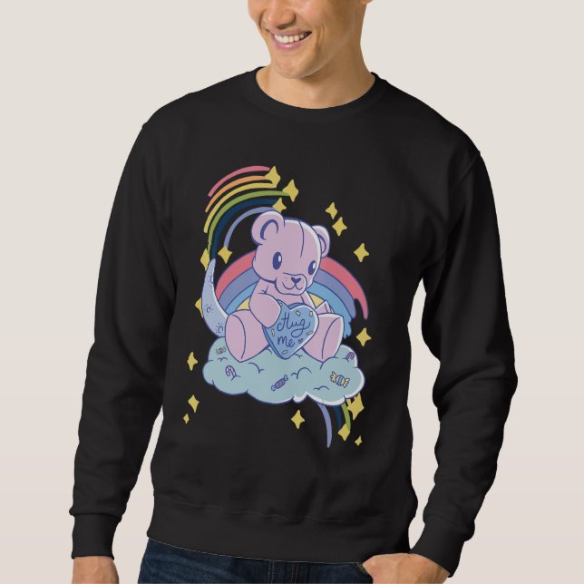 Rainbow Hug Me Cute Teddy Love Hug Dealer Cute Ted Sweatshirt (Vorderseite)