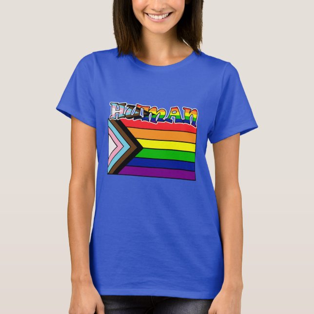 Rainbow Human LGBTQ Flag Support und Pride T-Shir T-Shirt (Vorderseite)