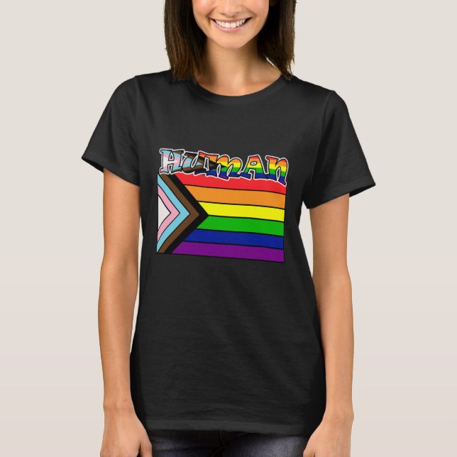 Rainbow Human LGBTQ Flag Support und Pride T-Shir T-Shirt (Vorderseite)