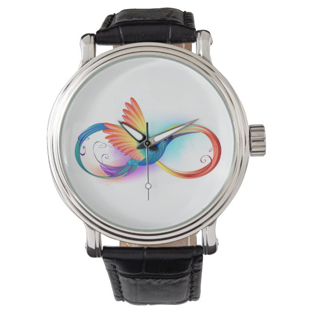 Rainbow Hummingbird mit dem Symbol Unendlichkeit Armbanduhr (Vorderseite)