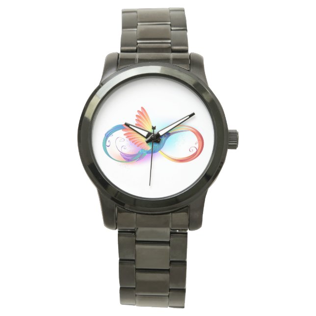 Rainbow Hummingbird mit dem Symbol Unendlichkeit Armbanduhr (Vorderseite)