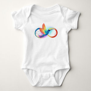 Rainbow Hummingbird mit dem Symbol Unendlichkeit Baby Strampler