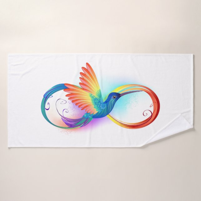 Rainbow Hummingbird mit dem Symbol Unendlichkeit Badehandtuch (Badehandtuch)