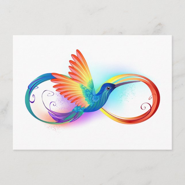 Rainbow Hummingbird mit dem Symbol Unendlichkeit Begleitkarte (Vorderseite)