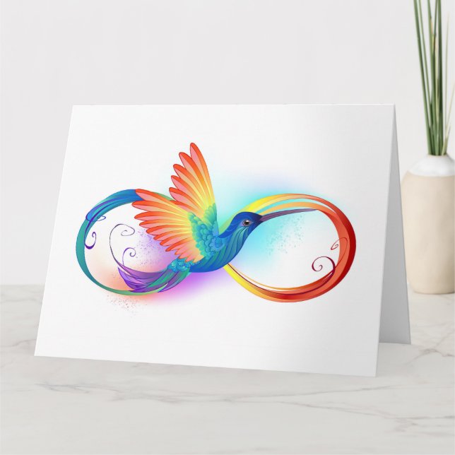 Rainbow Hummingbird mit dem Symbol Unendlichkeit Dankeskarte (Vorderseite)