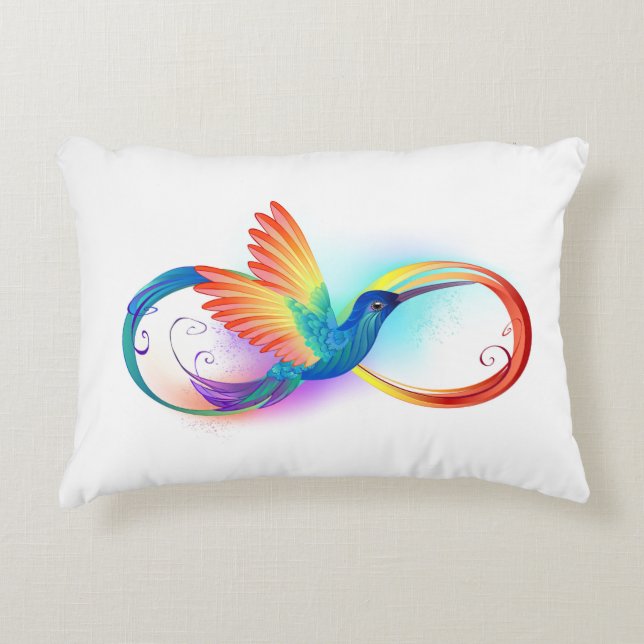 Rainbow Hummingbird mit dem Symbol Unendlichkeit Dekokissen (Vorderseite)