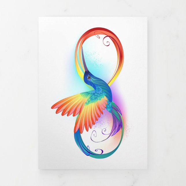 Rainbow Hummingbird mit dem Symbol Unendlichkeit Dreifach Gefaltete Urlaubskarte (Cover)