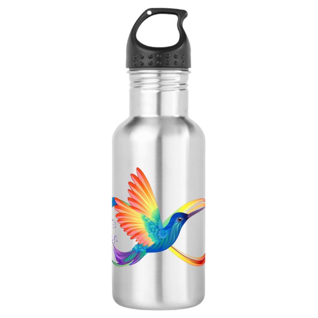 Rainbow Hummingbird mit dem Symbol Unendlichkeit Edelstahlflasche (Vorderseite)