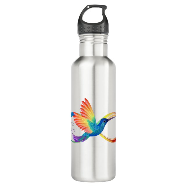 Rainbow Hummingbird mit dem Symbol Unendlichkeit Edelstahlflasche (Vorderseite)