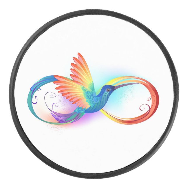 Rainbow Hummingbird mit dem Symbol Unendlichkeit Eishockey Puck (Vorderseite)