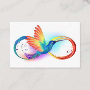 Rainbow Hummingbird mit dem Symbol Unendlichkeit Empfehlungskarte