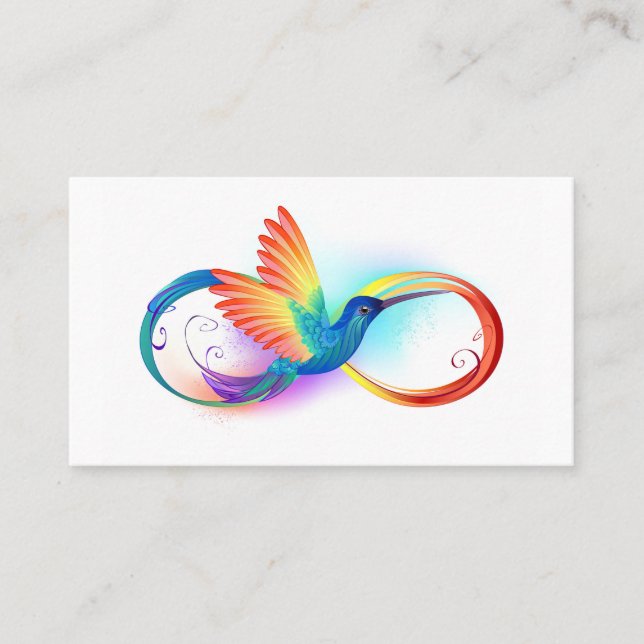 Rainbow Hummingbird mit dem Symbol Unendlichkeit Empfehlungskarte (Vorderseite)